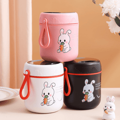 Stainless Steel Insulated Breakfast Cup w/ Cover, Spoon & Handle