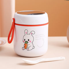 Stainless Steel Insulated Breakfast Cup w/ Cover, Spoon & Handle