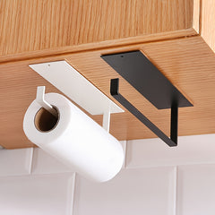Metal Kitchen Tissue Rack Under Cabinet Single Hand Operable Paper Towel Holder
