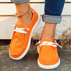 Women's Tangerine Boat Shoes Solid Lace Up Skate Shoes