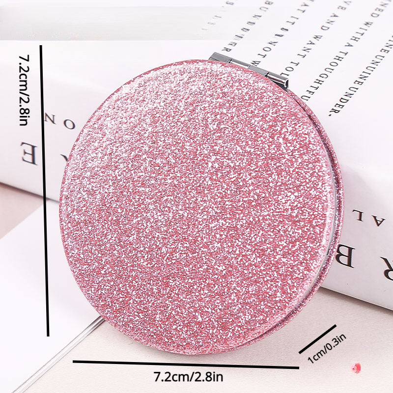 Glitter Compact Pocket Mirror for Purse, 2-Sided Beauty Mirror