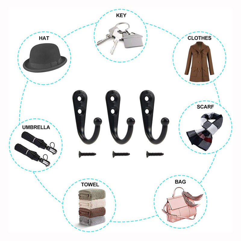 3pcs Wall Hooks Single Hook Bathroom Coat Hanger