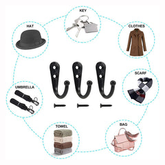 3pcs Wall Hooks Single Hook Bathroom Coat Hanger