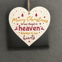 Christmas Heaven Heart Memorial Xmas Tree Decoration Hanging Sign