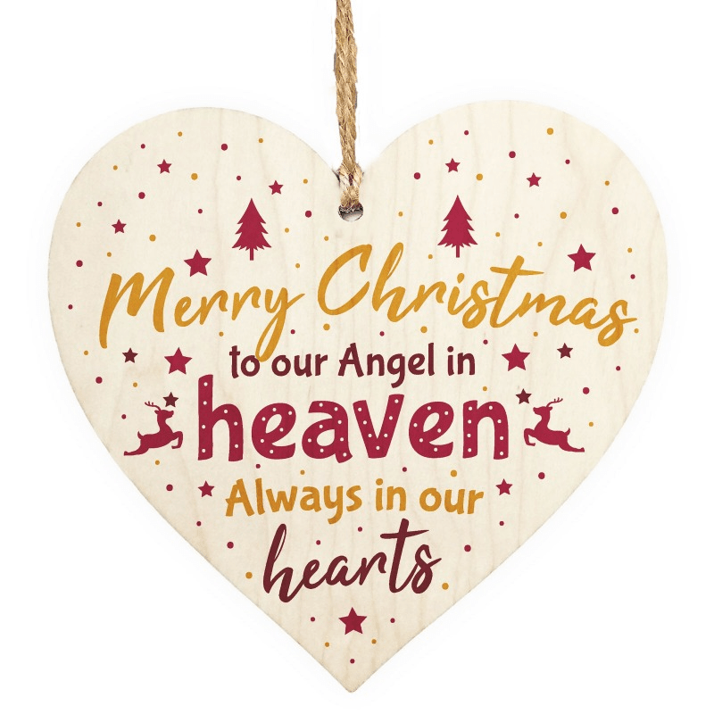 Christmas Heaven Heart Memorial Xmas Tree Decoration Hanging Sign