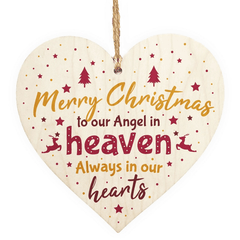Christmas Heaven Heart Memorial Xmas Tree Decoration Hanging Sign