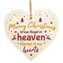 Christmas Heaven Heart Memorial Xmas Tree Decoration Hanging Sign