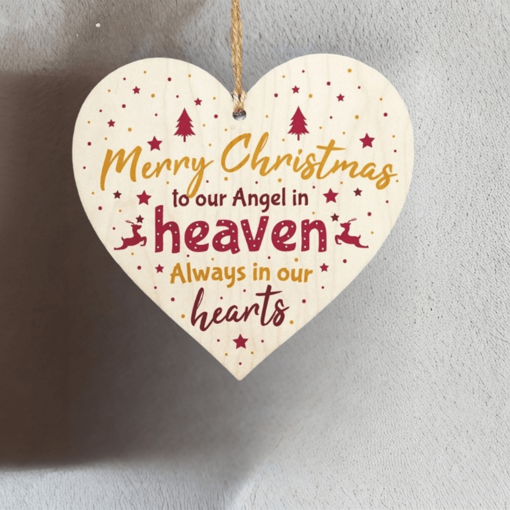 Christmas Heaven Heart Memorial Xmas Tree Decoration Hanging Sign