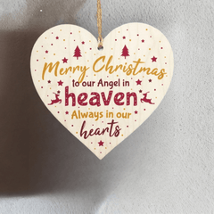 Christmas Heaven Heart Memorial Xmas Tree Decoration Hanging Sign
