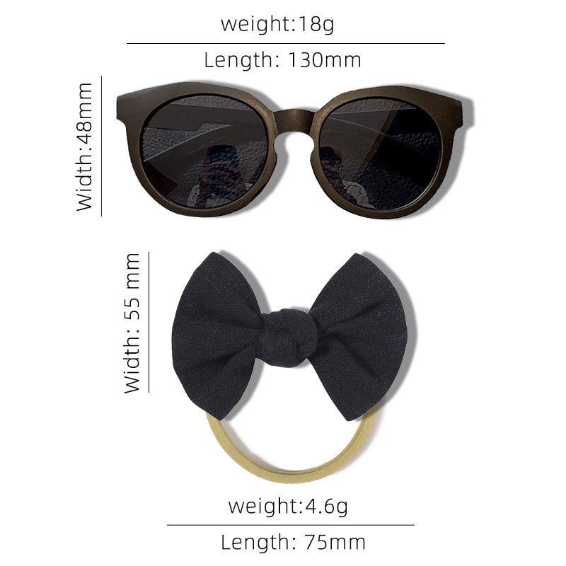 Girls Round UV400 Sunglasses & Bowknot Hairband Set
