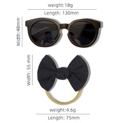 Girls Round UV400 Sunglasses & Bowknot Hairband Set