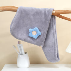 Flower Decor Hair Drying Cap Thickened Coral Fleece Hair Towel