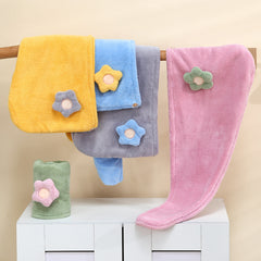 Flower Decor Hair Drying Cap Thickened Coral Fleece Hair Towel