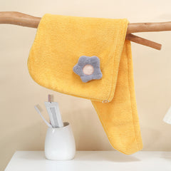 Flower Decor Hair Drying Cap Thickened Coral Fleece Hair Towel