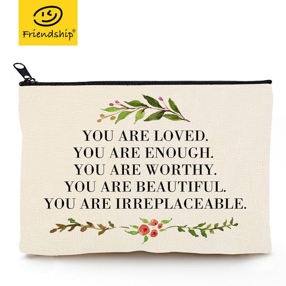 You Are Loved You Are Enough Makeup Case Self Worth Cosmetic Bag