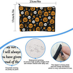 Happy Halloween Makeup Bags Pumpkin Zipper Pouch Waterproof Toiletry Organizer