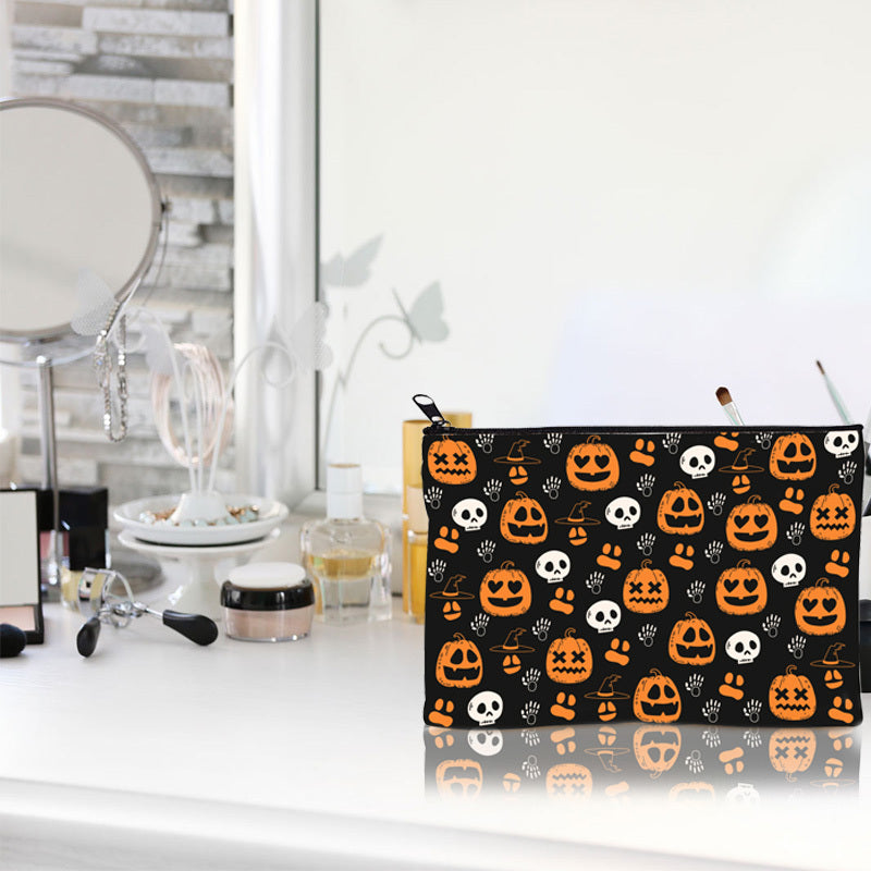 Happy Halloween Makeup Bags Pumpkin Zipper Pouch Waterproof Toiletry Organizer