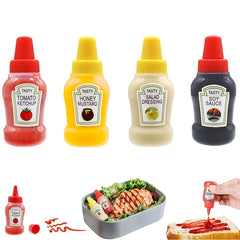 4pcs Mini Sauce Bottles Seasoning Squeeze Bottles Portable Sauce Container
