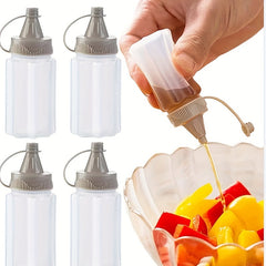 4 Squeeze Bottles with Caps Leak Proof Refillable Condiment Containers