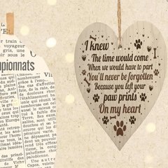 Wooden Heart Shaped Pet Memorial Ornament