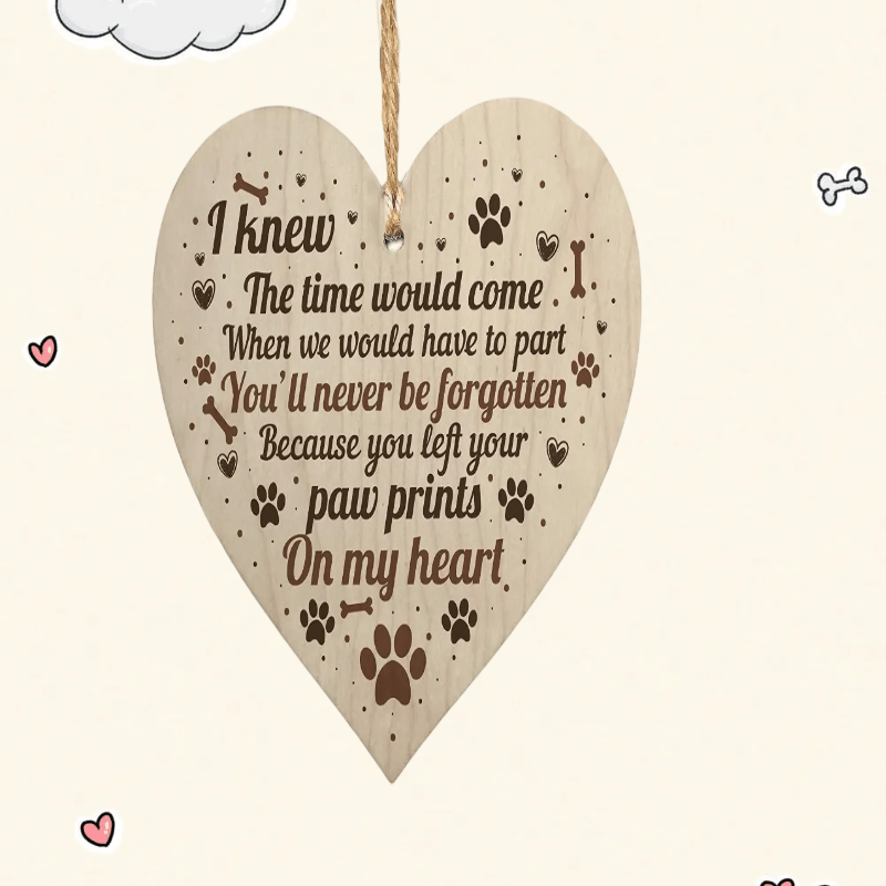 Wooden Heart Shaped Pet Memorial Ornament