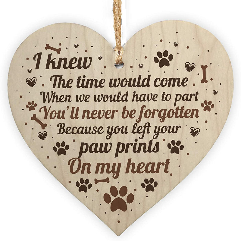 Wooden Heart Shaped Pet Memorial Ornament