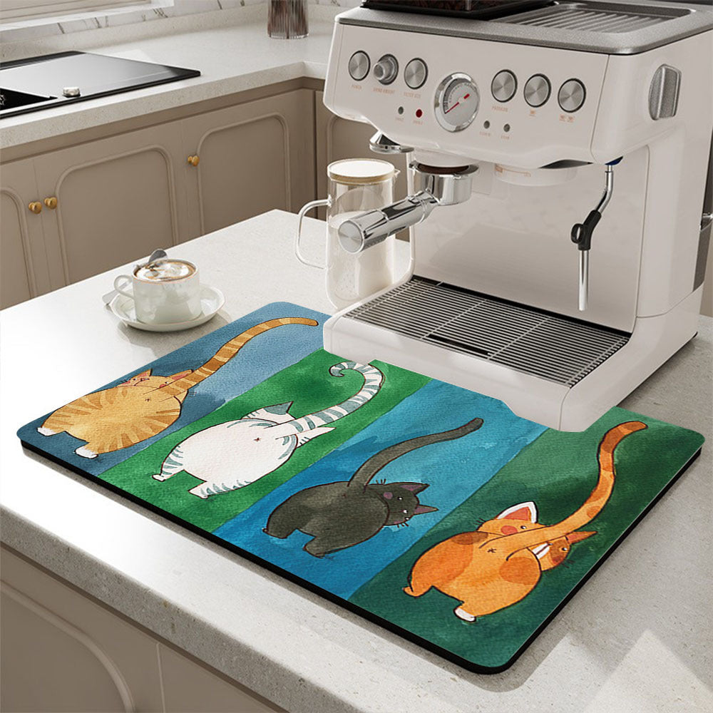 Rubber Drain Mat Coaster Absorbent Mat Bathroom Kitchen Drying Mat