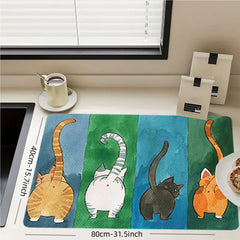 Rubber Drain Mat Coaster Absorbent Mat Bathroom Kitchen Drying Mat