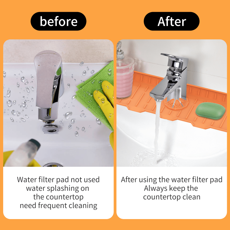 Silicone Dish Drying Mat for Sink Sponge Drain Rack Faucet Splash Catcher