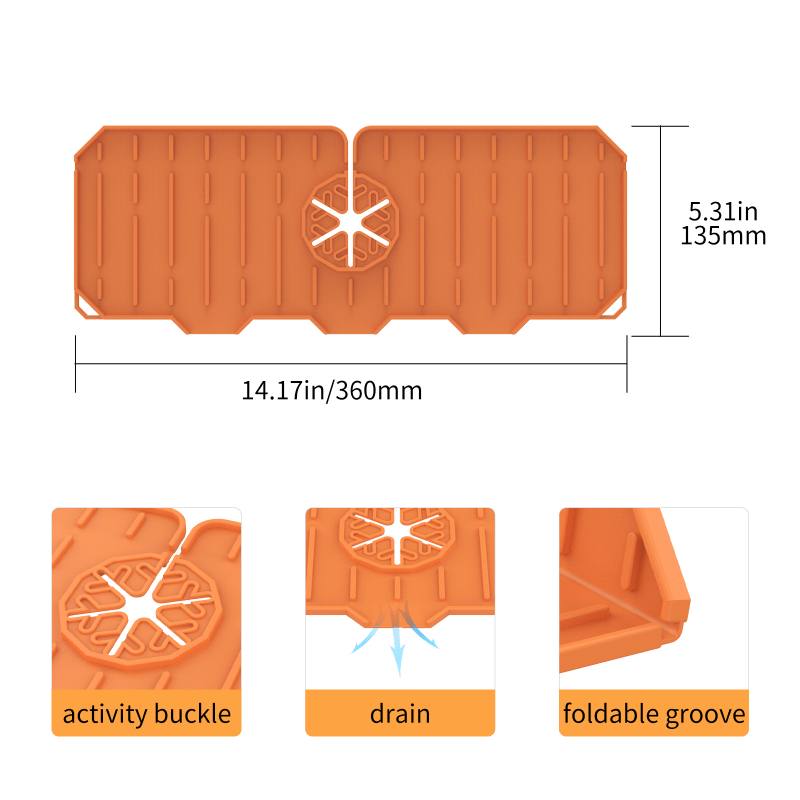 Silicone Dish Drying Mat for Sink Sponge Drain Rack Faucet Splash Catcher
