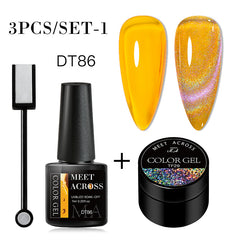 Jelly Amber Cat Eye Gel Nail Polish Rainbow Holographic