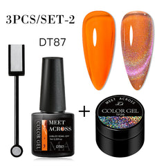 Jelly Amber Cat Eye Gel Nail Polish Rainbow Holographic