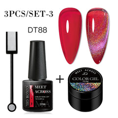 Jelly Amber Cat Eye Gel Nail Polish Rainbow Holographic