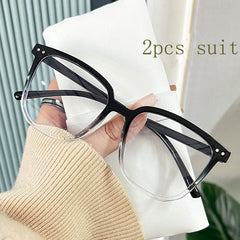 2pcs Girl's Irregular Anti Blue Light Glasses Vintage Computer Eyeglasses