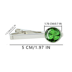 Men's Tie Clip Four leaf Clover Pattern Glass Zinc Alloy Tie Clip