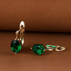 Golden Hoop Earrings with Red Green Aqua Stones