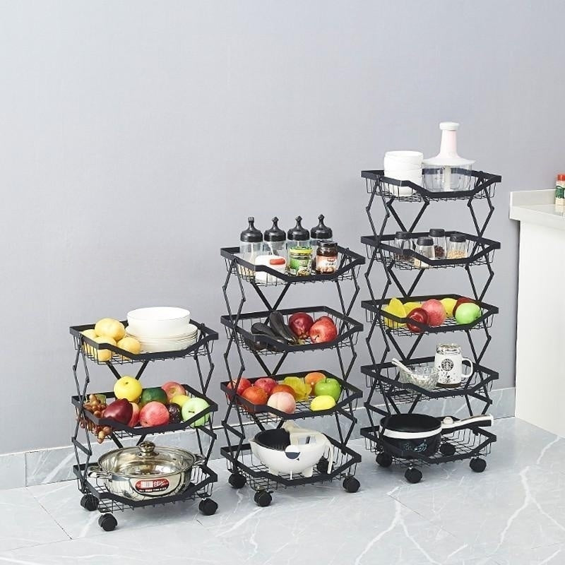 Foldable Telescopic Storage Rack for Fruits and Vegetables