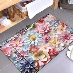 3D Flower Floor Mat Toilet Absorbent Non-slip Foot Mat Carpet