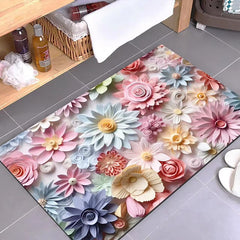 3D Flower Floor Mat Toilet Absorbent Non-slip Foot Mat Carpet