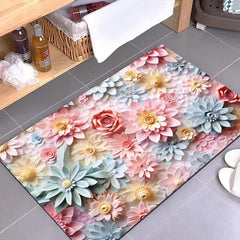 3D Flower Floor Mat Toilet Absorbent Non-slip Foot Mat Carpet