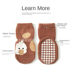 3 Pairs Cartoon Pattern Knitted Non-Slip Floor Socks for Baby Boys