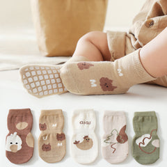3 Pairs Cartoon Pattern Knitted Non-Slip Floor Socks for Baby Boys