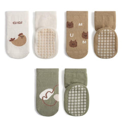 3 Pairs Cartoon Pattern Knitted Non-Slip Floor Socks for Baby Boys