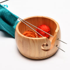 Round Woolen Wooden Bowls for Knitting Storage - Set of 2