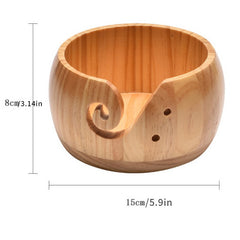 Round Woolen Wooden Bowls for Knitting Storage - Set of 2
