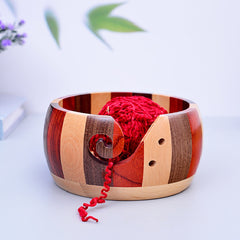 Round Woolen Wooden Bowls for Knitting Storage - Set of 2