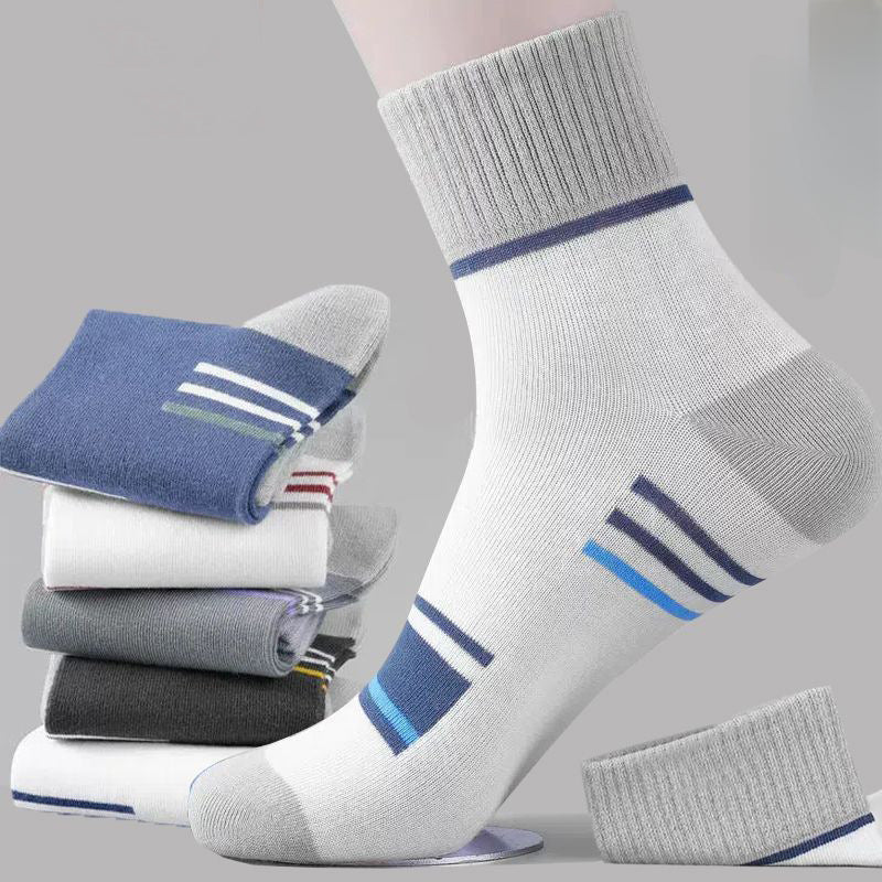 5 Pairs Men's Anti-odor Mid-calf Socks for Outdoor Activities