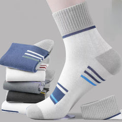 5 Pairs Men's Anti-odor Mid-calf Socks for Outdoor Activities