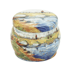Large Belly Metal Box Iron Flower Tea Tin Can Retro Printing Tin Can