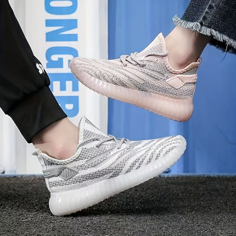 Breathable Flying Woven Sneakers Casual Lace Up Outdoor Shoes